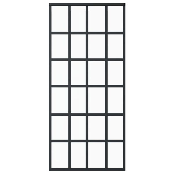 Плъзгаща врата, ESG стъкло и алуминий, 90x205 см, черна