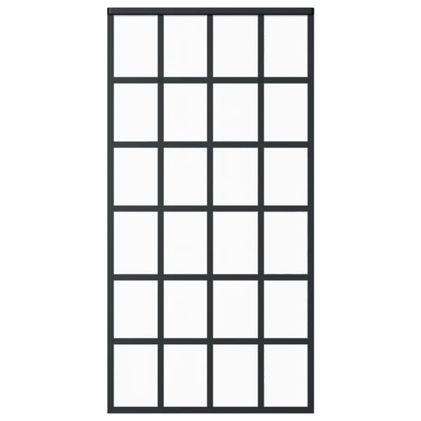 Плъзгаща врата, ESG стъкло и алуминий, 102x205 см, черна