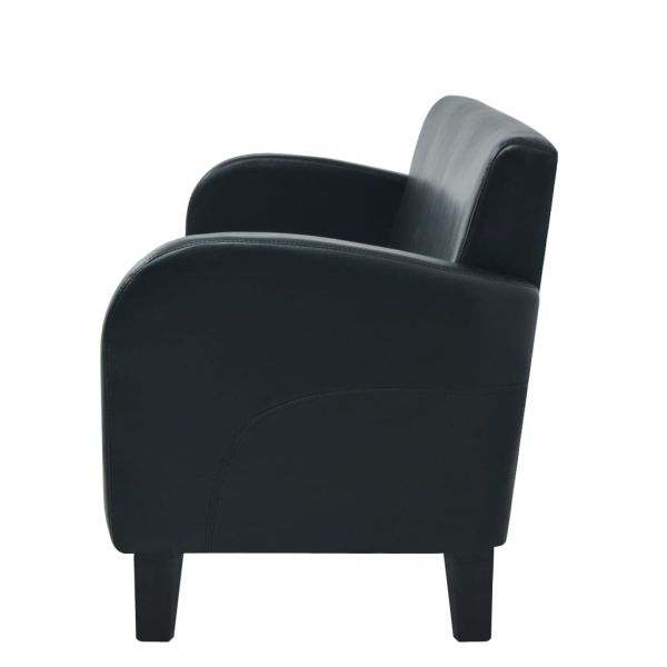 3-местен диван, изкуствена кожа, черен