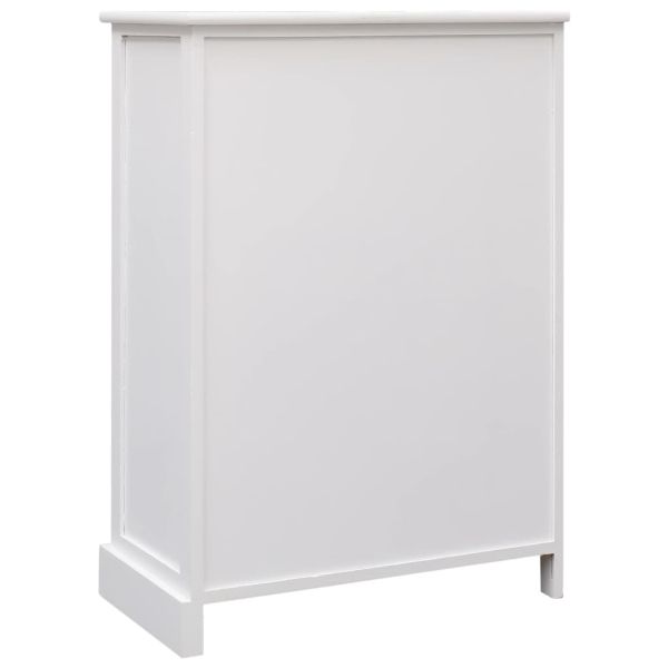 Бюфет с 10 чекмеджета, бял, 113x30x79 см, дърво