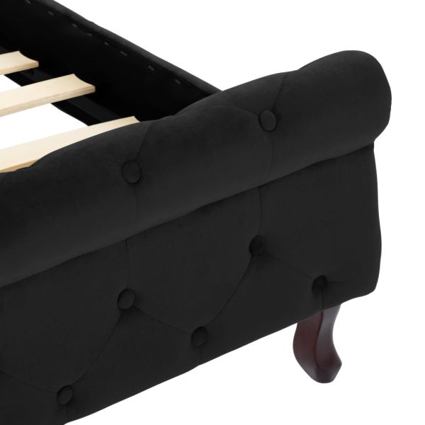 Рамка за легло, черна, кадифе, 100x200 см