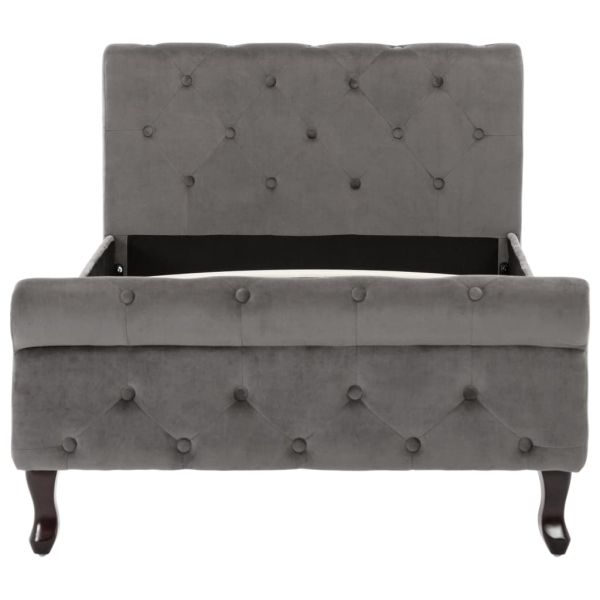 Рамка за легло, сива, кадифе, 90x200 см