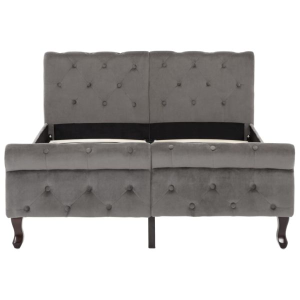 Рамка за легло, сива, кадифе, 120x200 см