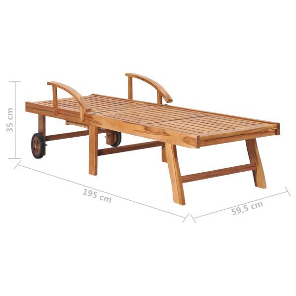 Шезлонг с масичка и шалте, тиково дърво масив