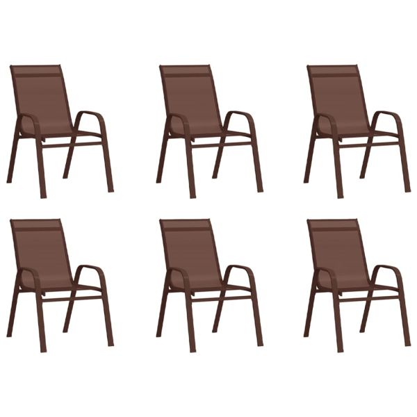 Стифиращи градински столове, 6 бр, кафяви, тъкан textilene