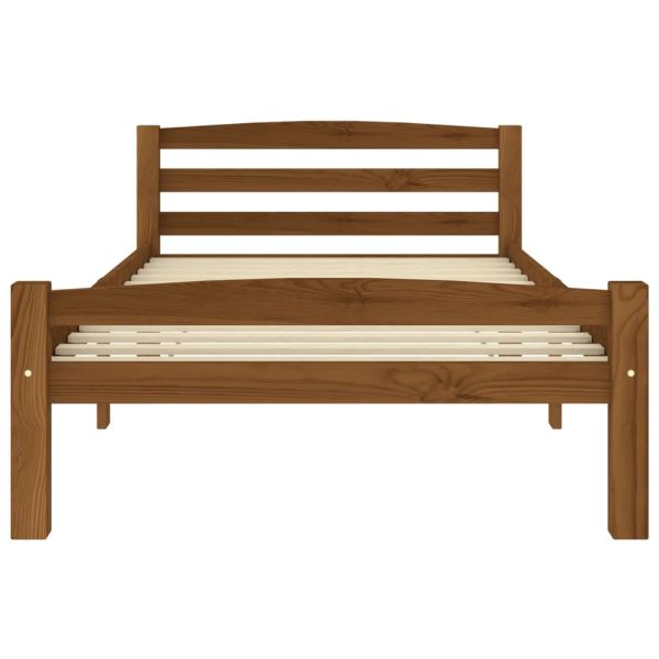 Рамка за легло, меденокафява, бор масив, 100x200 см