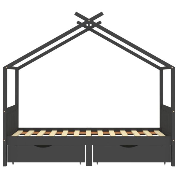 Рамка за детско легло чекмеджета тъмносива бор масив 90х200 см