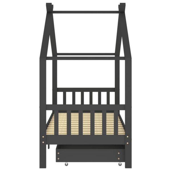 Рамка за детско легло чекмеджета тъмносива бор масив 90х200 см