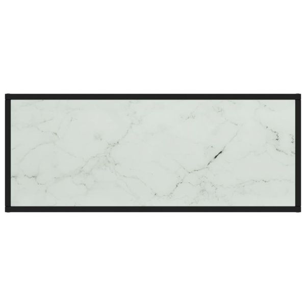 ТВ шкаф, черен, бяло мраморно стъкло, 100x40x40 см