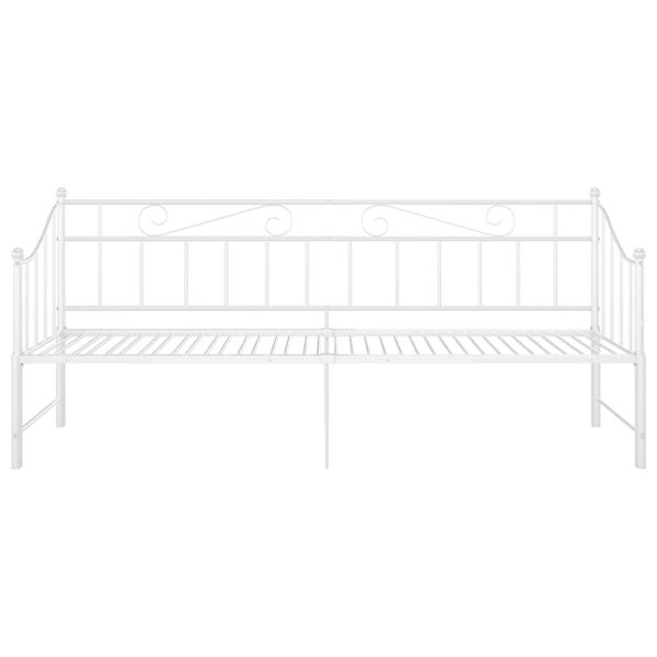 Рамка за легло, разтегателен диван, бяла, метал, 90x200 см