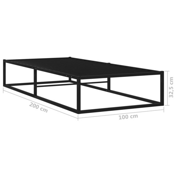 Рамка за легло, черна, метал, 100x200 cм
