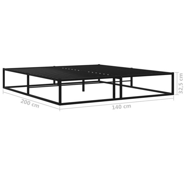 Рамка за легло, черна, метал, 140x200 cм