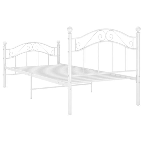 Рамка за легло, бяла, метал, 90x200 см