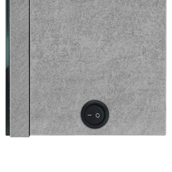 LED шкаф с огледало за баня, бетонно сив, 89x14x62 см