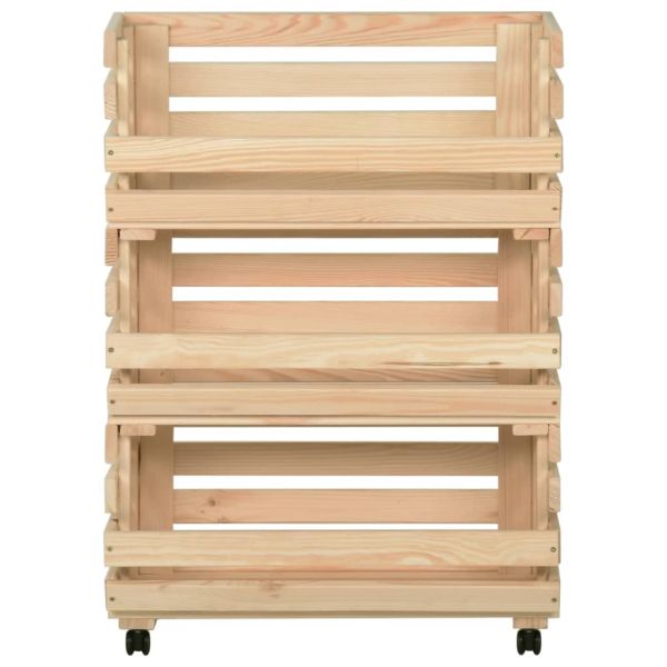 Количка за зеленчуци, 57x30x80 см, борово дърво масив