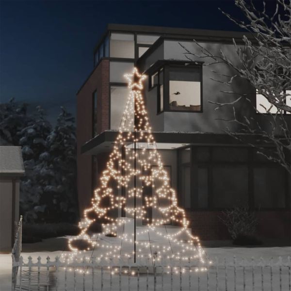 Коледно дърво с метален стълб, 500 LED, топло бяло, 3 м