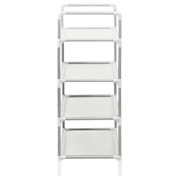 Стелаж за обувки с 4 рафта, метал и нетъкан текстил, черен