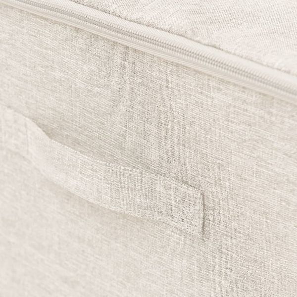 Кутии за съхранение, 2 бр, текстил, 43x34x23 см, кремави