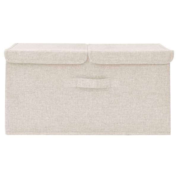 Кутия за съхранение, текстил, 50x30x25 см, кремава