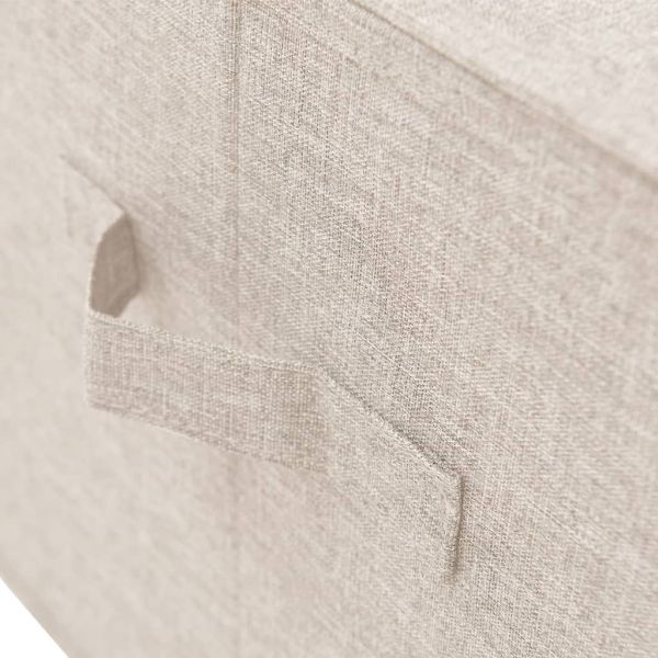 Кутия за съхранение, текстил, 50x30x25 см, кремава