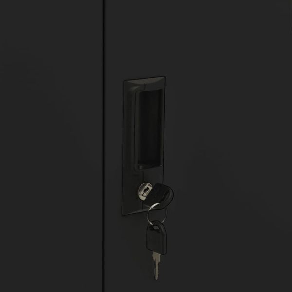 Офис шкаф, черен, 90x40x102 см, стомана