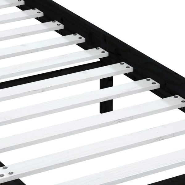 Рамка за легло, черна, бор масив, 140х190 см