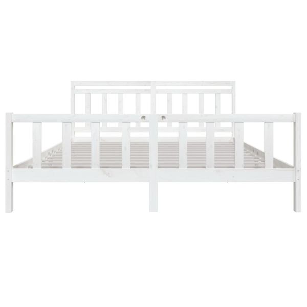 Рамка за легло, бяла, дърво масив, 200x200 см