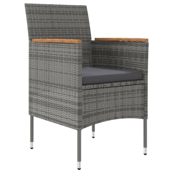 Градински трапезен комплект с възглавници 5 части, сиво и черно