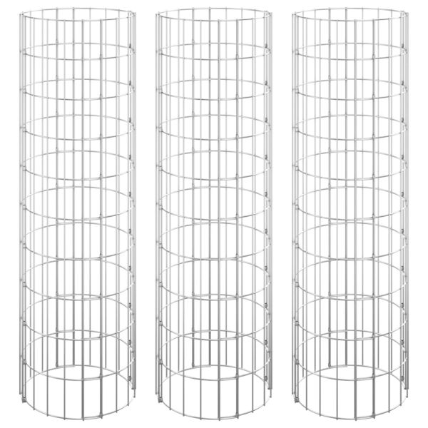 Габион кръгли повдигнати лехи 3бр поцинкована стомана Ø30x100см