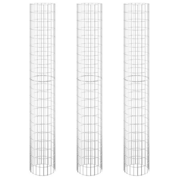 Габион кръгли повдигнати лехи 3бр поцинкована стомана Ø30x200см