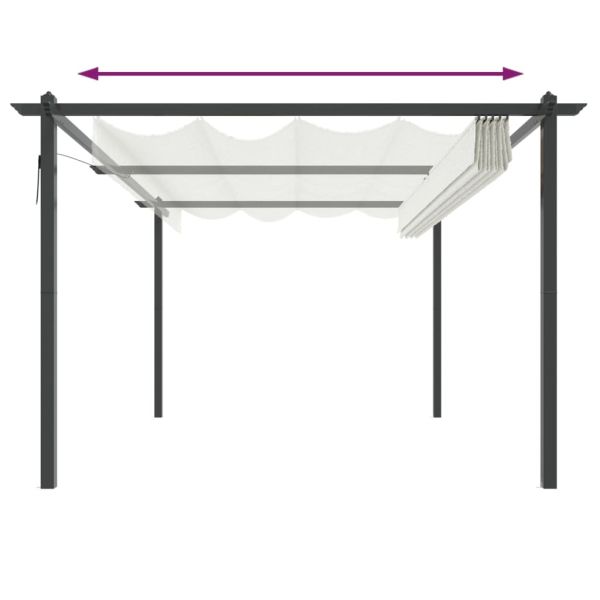 Градинска пергола с прибиращ се покрив, 4x3 м, кремава