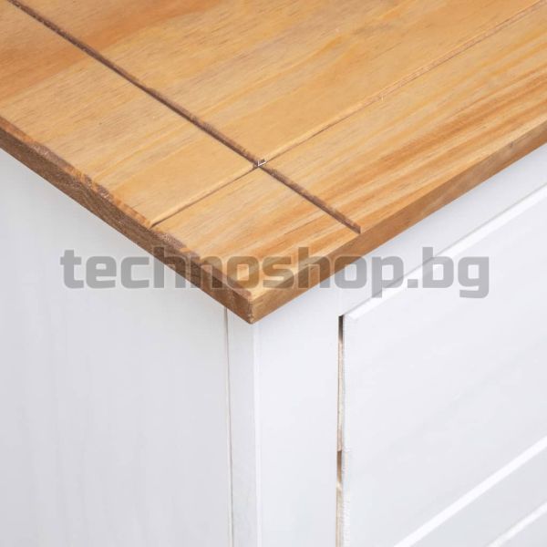 Сайдборд, бял, 93x40x80 см, бор масив, стил Панама