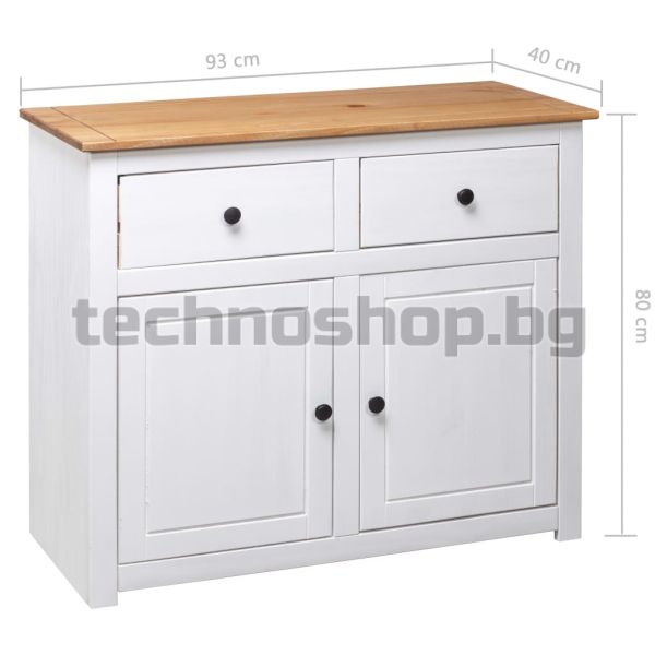 Сайдборд, бял, 93x40x80 см, бор масив, стил Панама