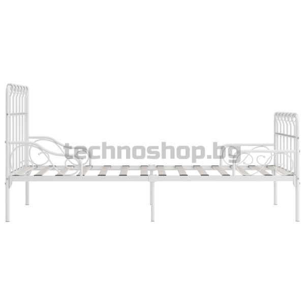 Рамка за легло с ламелна основа, бяла, метал, 90x200 см