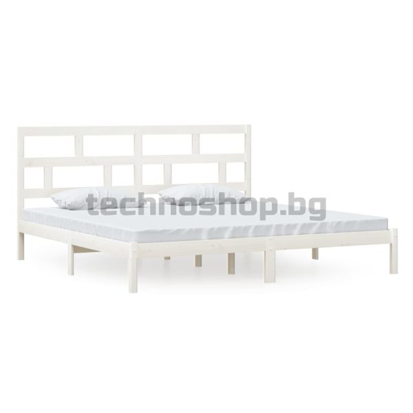 Рамка за легло, бяла, бор масив, 200x200 см