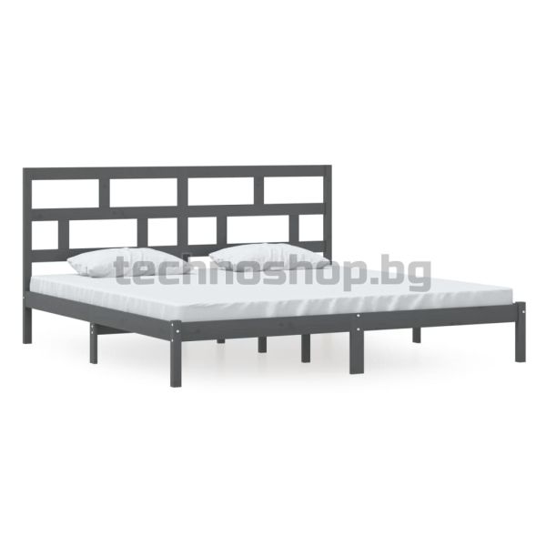 Рамка за легло, сива, бор масив, 200х200 см