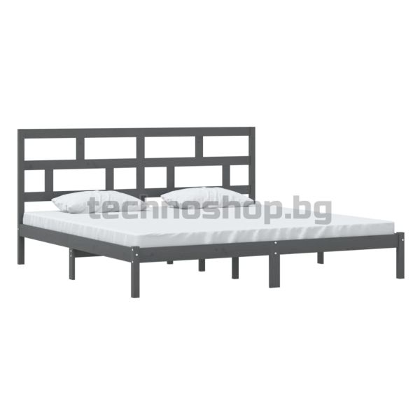 Рамка за легло, сива, бор масив, 200х200 см