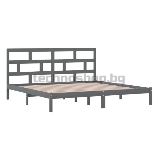 Рамка за легло, сива, бор масив, 200х200 см