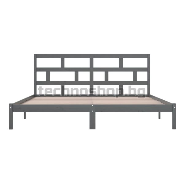 Рамка за легло, сива, бор масив, 200х200 см