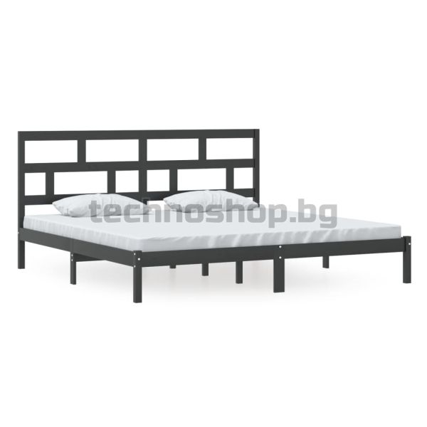 Рамка за легло, черна, бор масив, 200x200 см