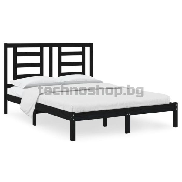 Рамка за легло, черна, бор масив, 140х190 см