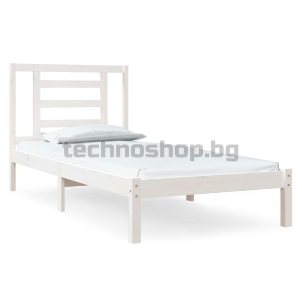 Рамка за легло без матрак, бял, 90x200 см, бор масив