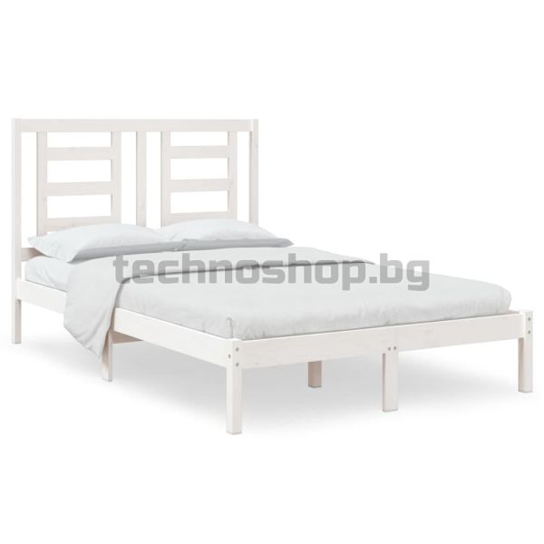 Рамка за легло без матрак, бял, 120x200 см, бор масив
