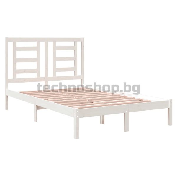 Рамка за легло без матрак, бял, 120x200 см, бор масив