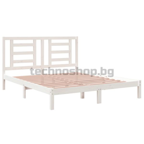 Рамка за легло без матрак, бял, 160x200 см, бор масив