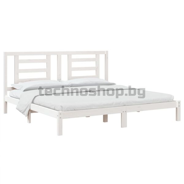 Рамка за легло без матрак, бял, 200x200 см, бор масив