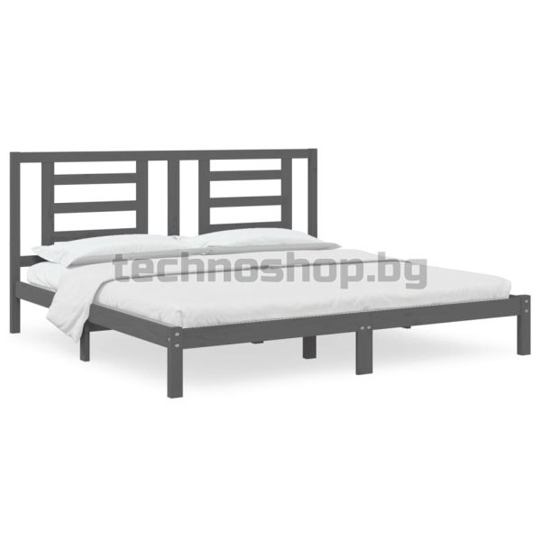 Рамка за легло, сива, бор масив, 200х200 см