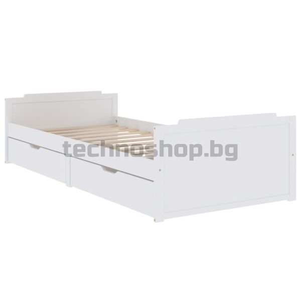 Рамка за легло с чекмеджета, бяла, бор масив, 90х200 см