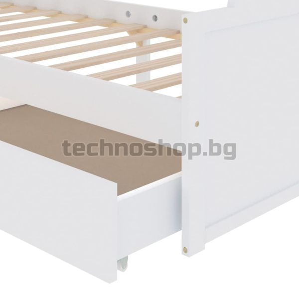 Рамка за легло с чекмеджета, бяла, бор масив, 90х200 см