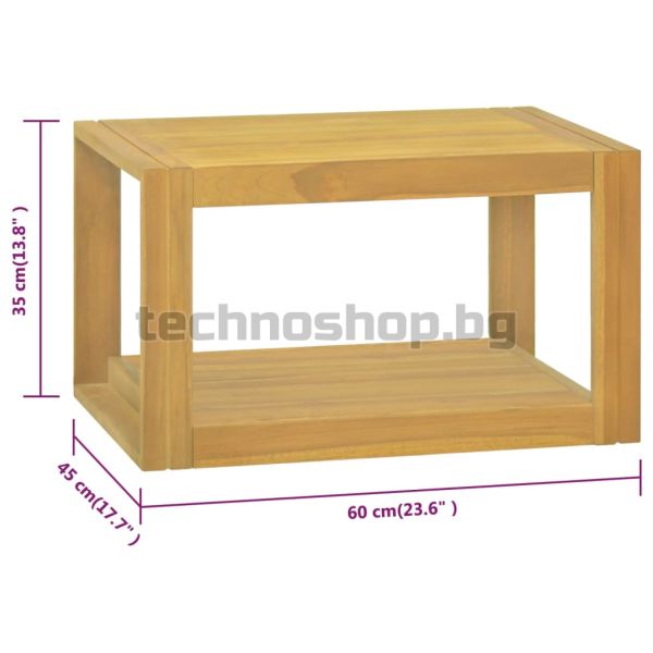 Стенен шкаф за баня, 60x45x35 см, тиково дърво масив
